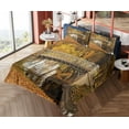thumbnail image 4 of Ambesonne Autumn Fitted & Top Sheet Set with Shams, Old Bridge in Fall Forest, Multicolor, 4 of 5