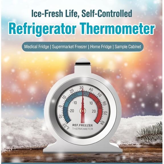 Vruelia 3PACK Refrigerator Thermometer, -30-30 deg C/-20-80 deg F, Classic Fridge Thermometer Large Dial with Red Indicator Thermometer for Freezer Refrigerator Cooler