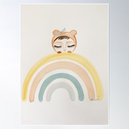 Rainbow Bear Poster Wall Art, Modern Wall Decor For Living Room Bedroom, 8x12 UNFRAMED