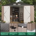 thumbnail image 7 of Clouddwell 10 x 8 FT Shed Outdoor Storage Shed with Double Hinged Large Door, Large Metal Shed with Lockable Door & Sloped Roof for Garden, Patio and Backyard, Brown, 7 of 7