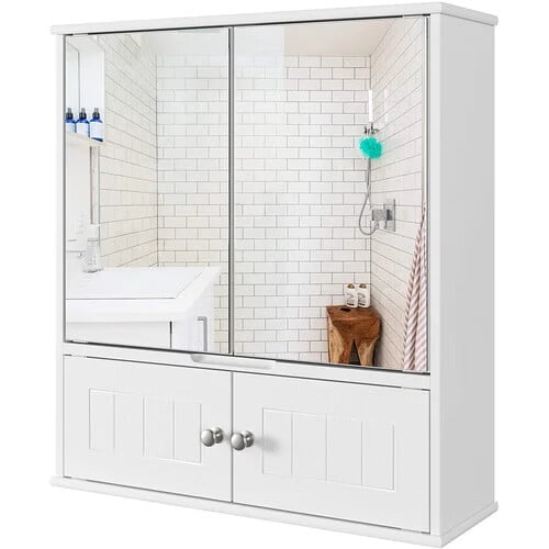 Homecho Bathroom with Mirror and Storage Shelf, Wall Mount