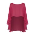 thumbnail image 3 of Moggemol Woman Chiffon Ruffled Bolero Shrugs Cardigan Wedding Dance Party Shawls Wraps Beach Cover up Burgundy One Size, 3 of 7