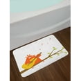 thumbnail image 2 of Music Bath Mat, Singing Orange Bird Plays the Guitar on a Branch Cartoonish Illustration, Plush Bathroom Decor Mat with Non Slip Backing, 29.5" X 17.5", White and Multicolor, by Ambesonne, 2 of 2