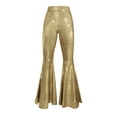 thumbnail image 5 of Women's High Waist Flare Pants, Gold Snake Print Stretchy Bootcut Trousers,Gold,XL, 5 of 9