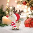 thumbnail image 3 of ‌Christmas Wooden Reindeer Ornament with Knitted Scarf - 3.9in Tall,Cute Santa Hat & Red Nose,Perfect for Xmas Tree,Door,Wall Decor,2025 Holiday Decorations‌, 3 of 6