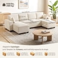 thumbnail image 3 of HOMCOM Sofa with Double Chaises, Modular U Shaped Couch, Beige, 3 of 10