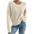 thumbnail image 6 of Uootdi Sweaters for Women V Neck Long Sleeve Backless Bow Sweater Lightweight Chunky Knit Pullover Sweater Tops Gift, 6 of 9