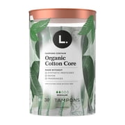 L. Organic Cotton Regular Absorbency Tampons, 30 Count