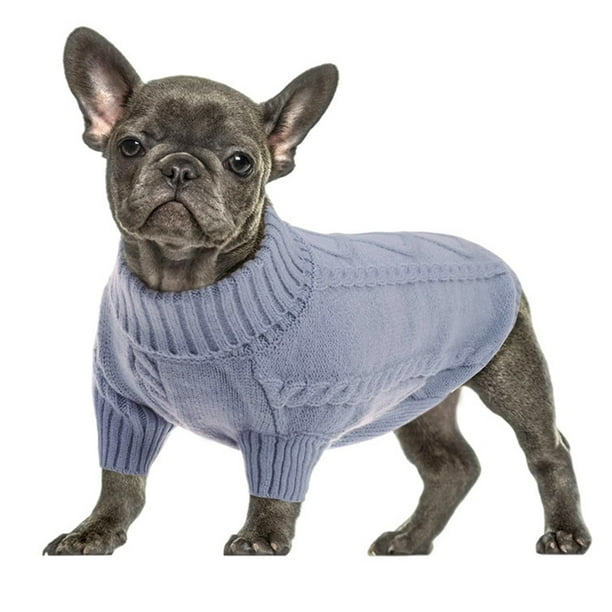 Suéter de punto sólido cálido Cuello alto para perros Ropa para mascotas otoño/invierno