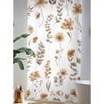 thumbnail image 4 of Sheer Curtains 96 Inches Long, Brown Spring Floral Semi Sheer Curtains Light Filtering Window Treatment, Flowers Leaves Elegant Pastoral Privacy Voile Drapes for Living Room Bedroom 52x96 Inch, 4 of 7