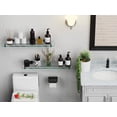 thumbnail image 6 of Woindo Bathroom Glass Shelf with Railing, Floating Tempered Glass Bathroom Wall Shelf Rectangle 20 Inch Shelves Black Bracket Mount Modern, 6 of 14