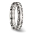 thumbnail image 4 of Chisel Titanium Polished Grooved 5mm Criss Cross Design Band, 4 of 7