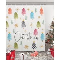 Polyester Fabric Colorful Christmas Tree Shower Curtain, Xmas Tree Snowflake Merry Christmas, Waterproof Bathtub Curtain Bathroom Decor Set with Hooks 72 x 84 Inches,