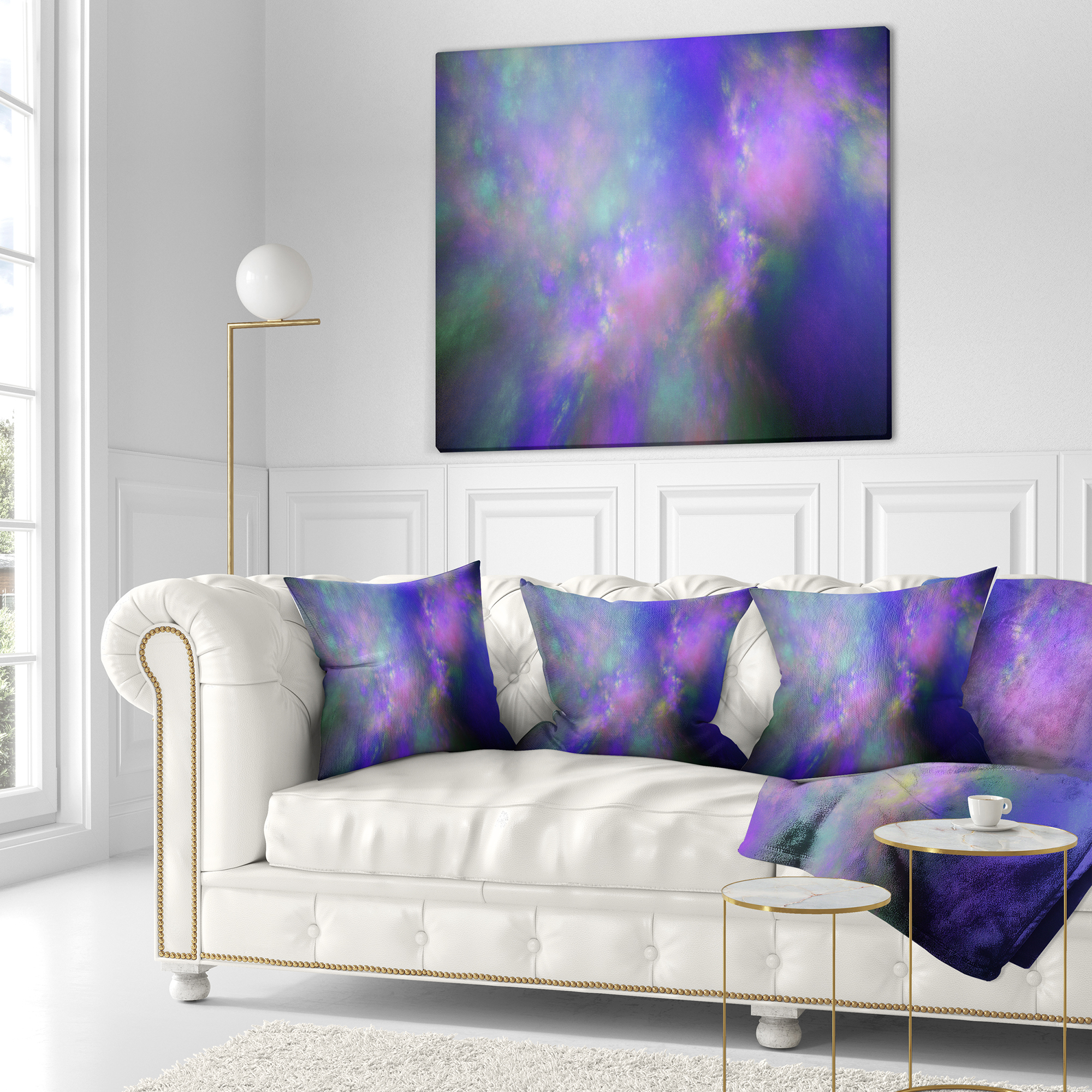 Designart Perfect Purple Starry Sky - Abstract Throw Pillow - 18x18