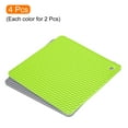 thumbnail image 3 of Uxcell 4pcs Silicone Trivet Mat for Hot Pots and Dishes, Silicone Drying Mat for Kitchen Counter-Light Grey+Green, 3 of 5