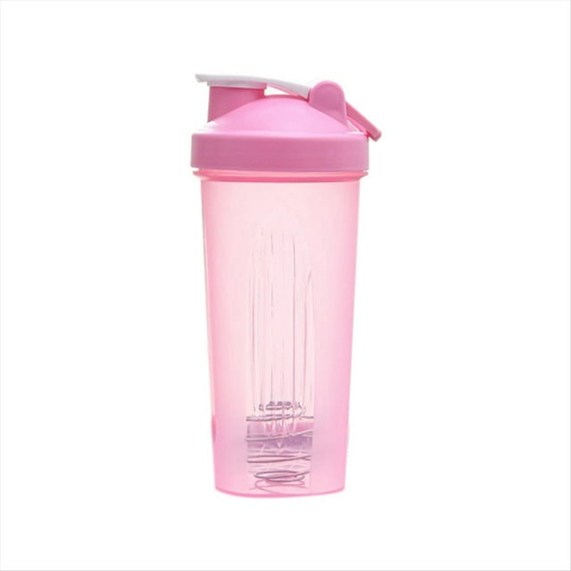 Vaso Coctelera Deportivo PortáTil Conveniente Vaso Agitador Botella Coctelera de PláStico de 600 Ml Adultos Rosa