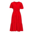thumbnail image 4 of Hwmodou V-Neck Commuting Printed Short Sleeve Party Simple Vacation Long Dresses Bohemian Dress Cozy Ladies Sundress, 4 of 6