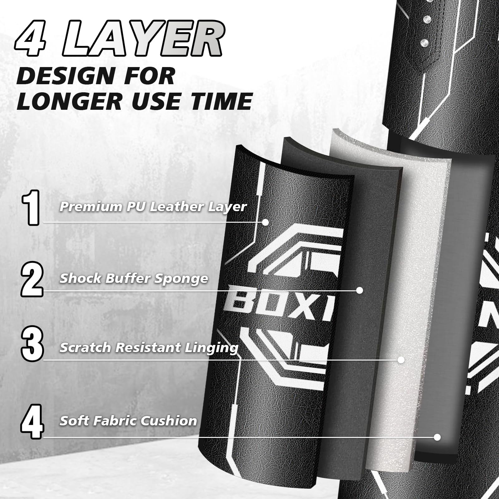 Heavy Punching Bag for Adults, 4FT PU Hanging Boxing Bag Set with 11LB Sponge Filler & 12OZ Boxing Gloves & Chain Ceiling Hook for MMA Training Karate Kickboxing