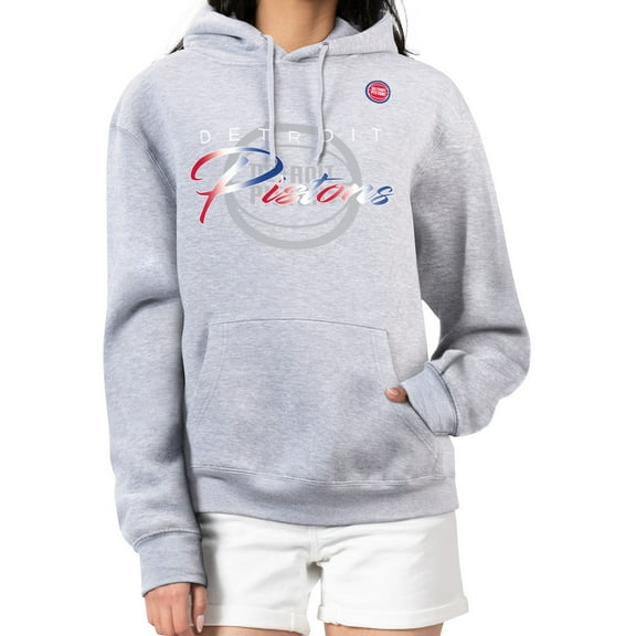 Women's G-III 4Her by Carl Banks Gray Detroit Pistons Shadow Logo Tri-Blend Fleece Hoodie