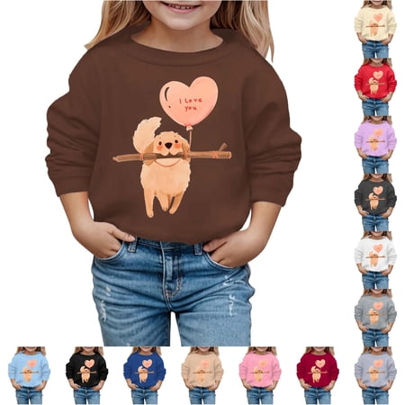 Byoo Toddler Girl s Cute Sweatshirt Long Sleeve Golden Retriever Puppy Graphic Pullover Play Casual Crewneck Top Brown