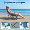 thumbnail image 5 of AIKKYS 2 Pack Portable Folding Beach Chairs for Adults,Lightweight Extra Wide with Cup Holders,Storage Pockets and Carry Bag for Camping,Travel,Blue, 5 of 8