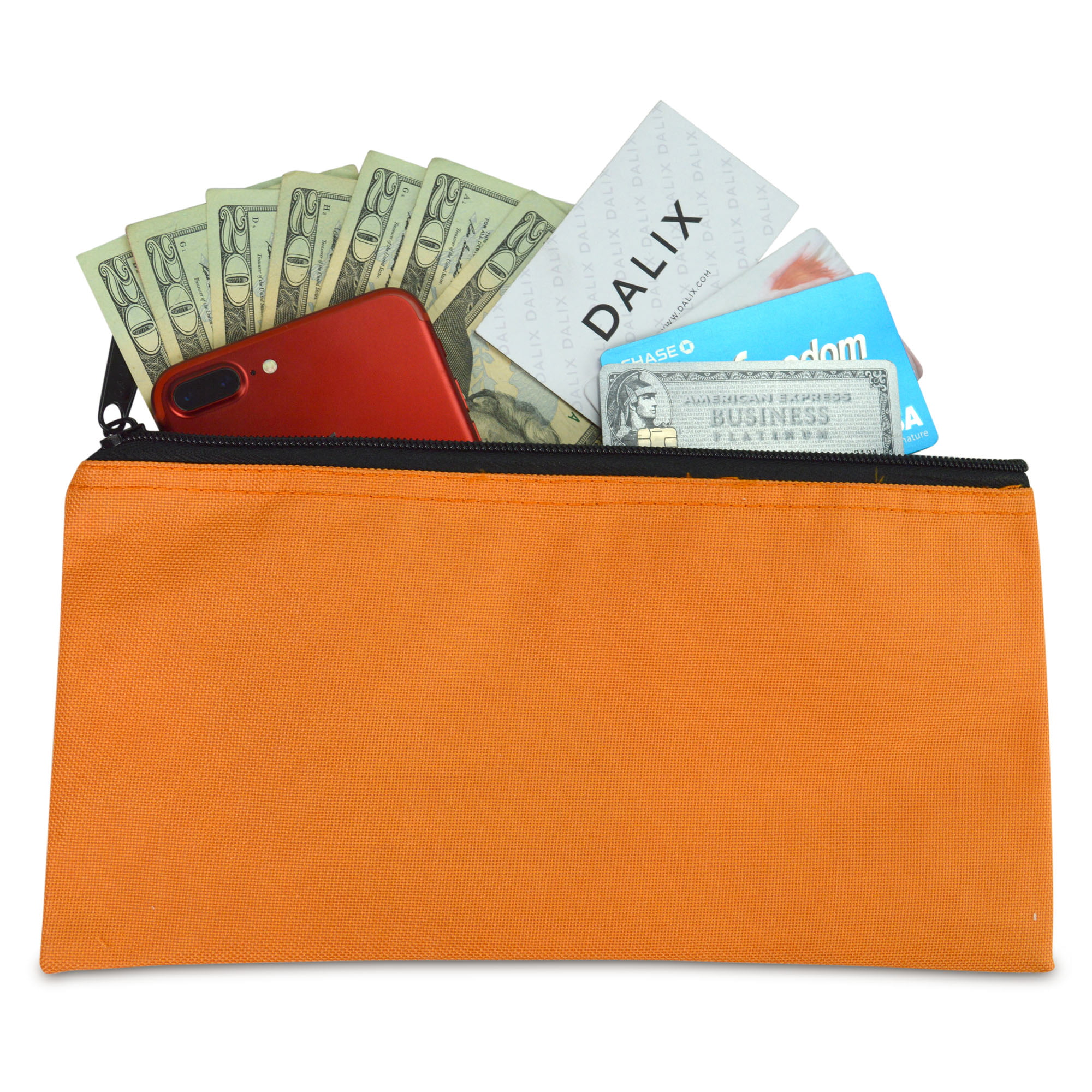 DALIX Bank Bags Money Pouch Security Deposit Utility Zipper Coin Bag in  Black 