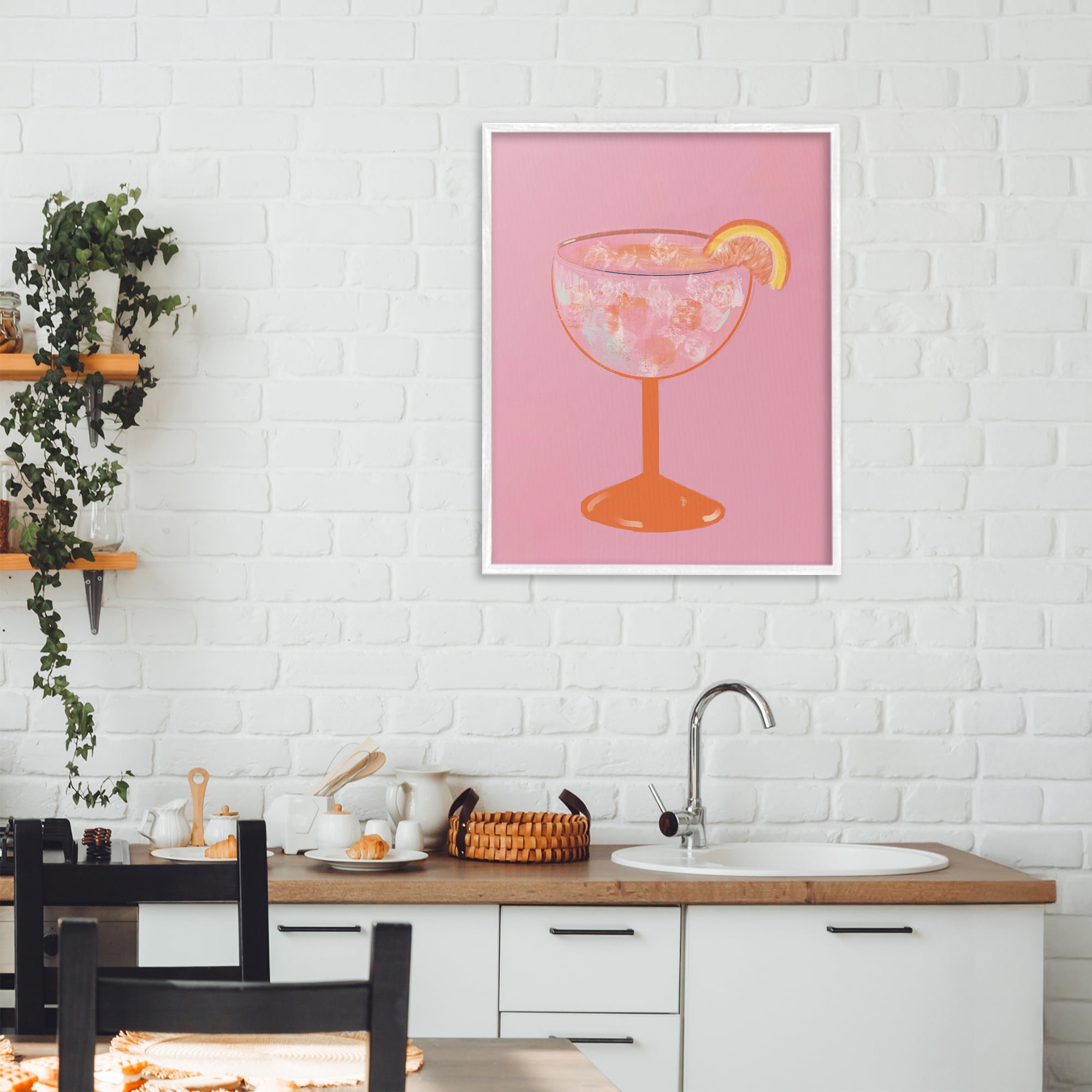 Stupell Industries Paloma Glass over Pink White Framed Giclee Art, design by Robin Maria