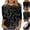 Dark Blue, variant on HAJWOH 3/4 Sleeve Womens Summer Fashion Tops Round Neck Shirts Casual Print Trendy Three Quarter Length T Shirt