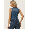 thumbnail image 3 of DARING DIVA Women's Denim Vest Washed Distressed Jean Jacket XS Sky Blue, 3 of 6