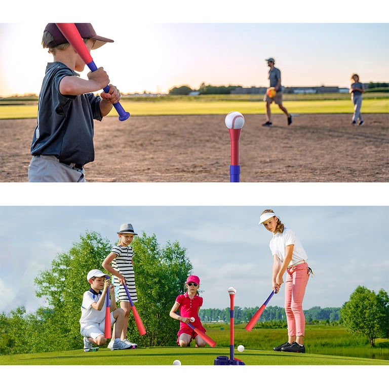 Set Baseball 3-en-1 Pour Enfants - Tee, Lanceur, Balle - Réglable, Sécurisé - Dès 3 Ans
