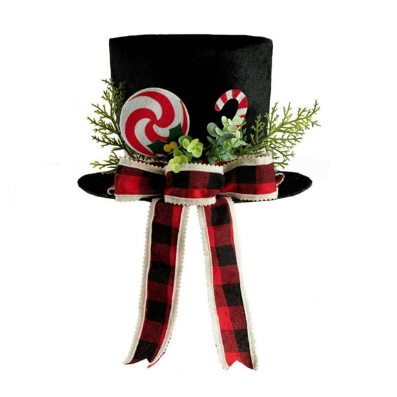 Elegant Christmas Tree Toppers Star Black Fabric Bowknot Hat Decoration