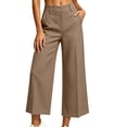 thumbnail image 3 of Capris Pants for Women Wide Leg Golf Casual Cropped with Pockets Brown High Waist Summer Business Size XL, 3 of 6