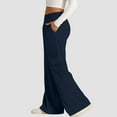 thumbnail image 4 of ManxiVoo Women's Casual Drawstring Waist Wide Leg Pants with Pockets Comfortable Soft Lounge Athletic Trousers L Size Dark Blue, 4 of 7
