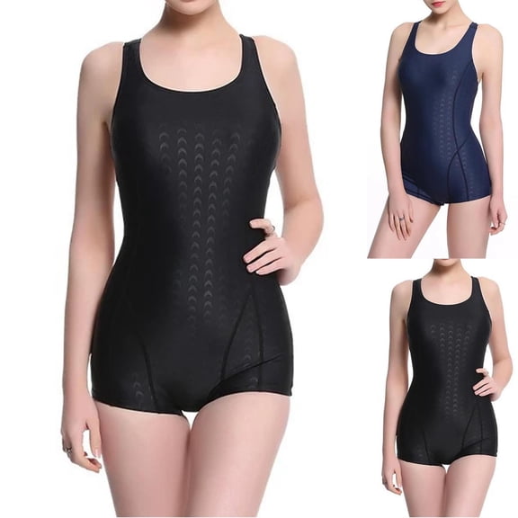 Swuxness Women's Solid Color Plus Size One Piece Bathing Suits Modest Training Swimwear Slim Wireless