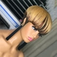 thumbnail image 6 of Short Human Hair Pixie Cut Wigs with Bangs Black and Blonde Wigs Straight 150% Density, 6 of 6
