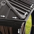 thumbnail image 3 of EGEIROS LIFE 12 Ft. W X 10 Ft. D Double Aluminum Hard Roof Patio Gazebo With Mosquito Net (Brown), 3 of 9