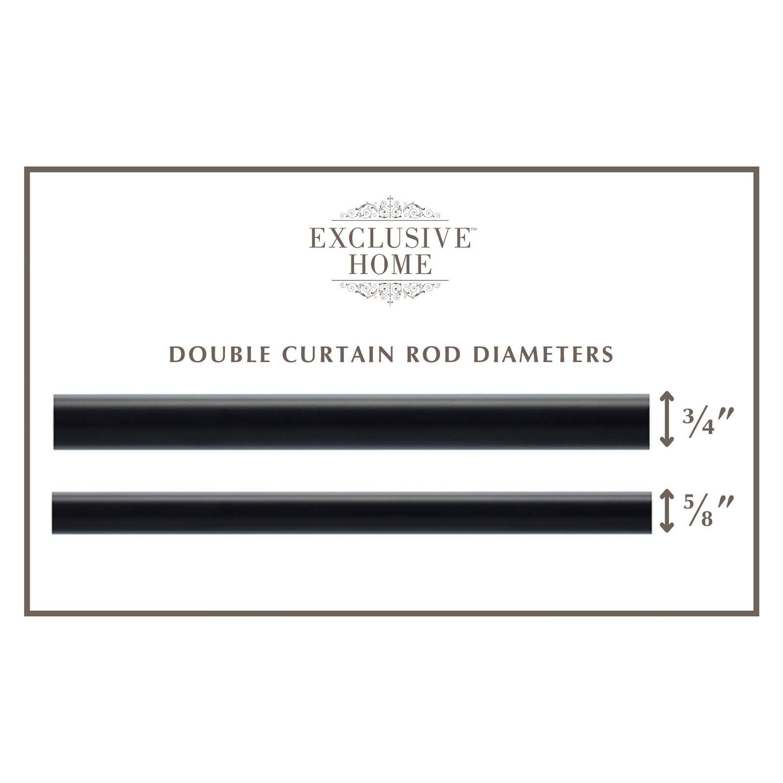 Exclusive Home Napoleon Double Curtain Rod and Finial Set, Matte Silver, 66"-120"