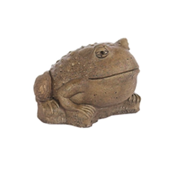 Solid Rock Stoneworks Medium Frog Sculpted Eyes Concrete Statue, 4" Tall, Aged Pine Color