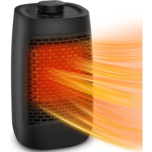 Calentador eléctrico, calentador de ventilador de cerámica de 1200 W, 6 modos de calefacción de aire caliente con sistema de protección contra sobrecalentamiento y vuelco para el hogar y la oficina