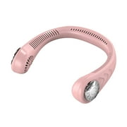 Cooling Fan USB Rechargeable Personal Neck Hanging Fan Portable Adjustable Air Cooler, Pink