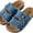 Blue, variant on Roxoni Women's Comfort Flat Sandals Double Buckle Adjustable Straps Flat Slides Footbed Suede