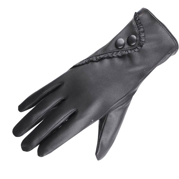 Fashion Women Lady Soft Leather Gloves Winter Warm Mitten Xmas Black