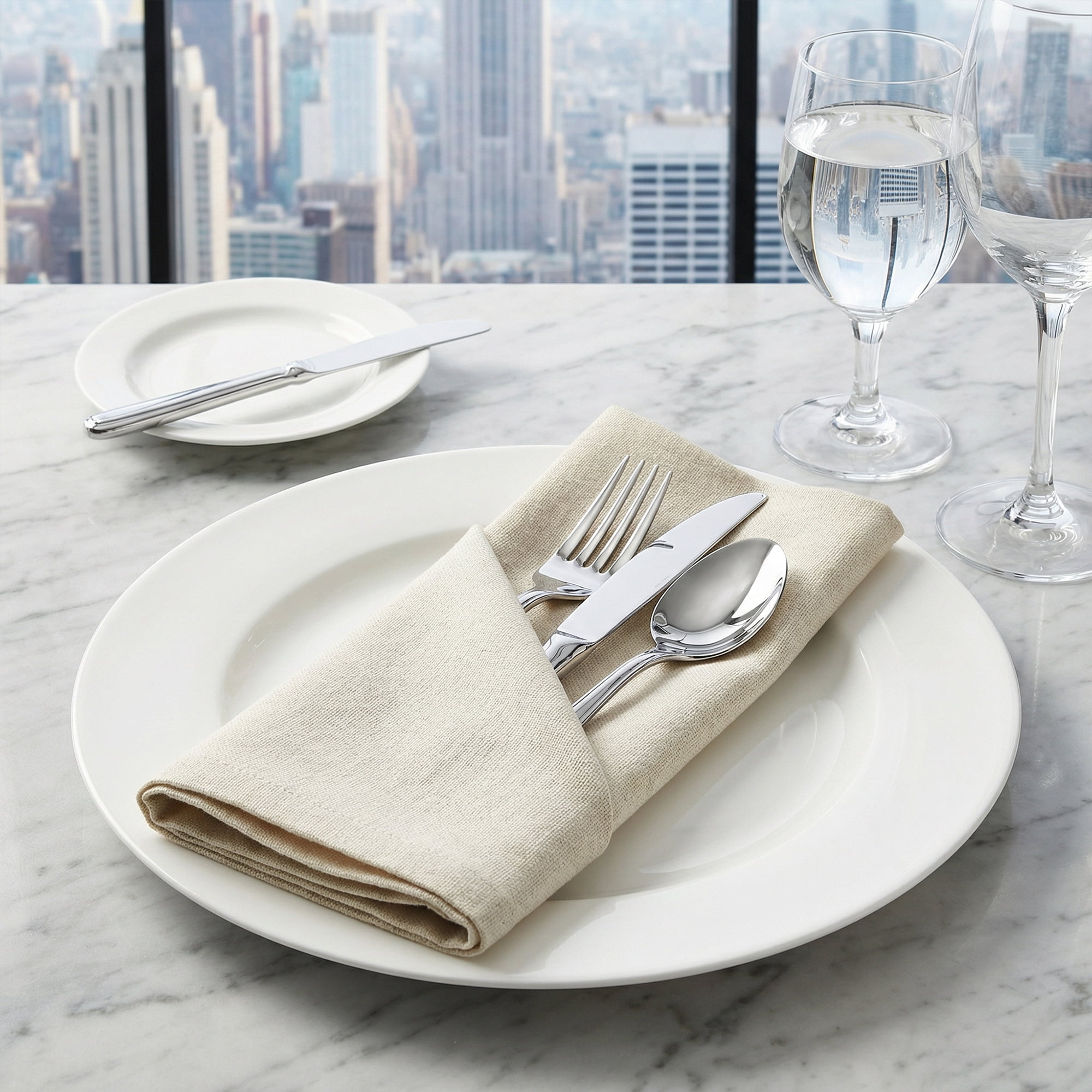 Unique Bargains 6Pcs Polyester Reusable Cloth Napkins Milk White 16x16inch
