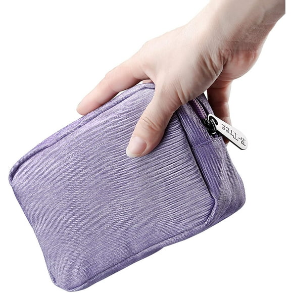 E-Tree 7 inch Canvas Zippered Small Bag, Mini Travel Makeup Carrying Case, Cosmetic Bag, Portable Electronics
