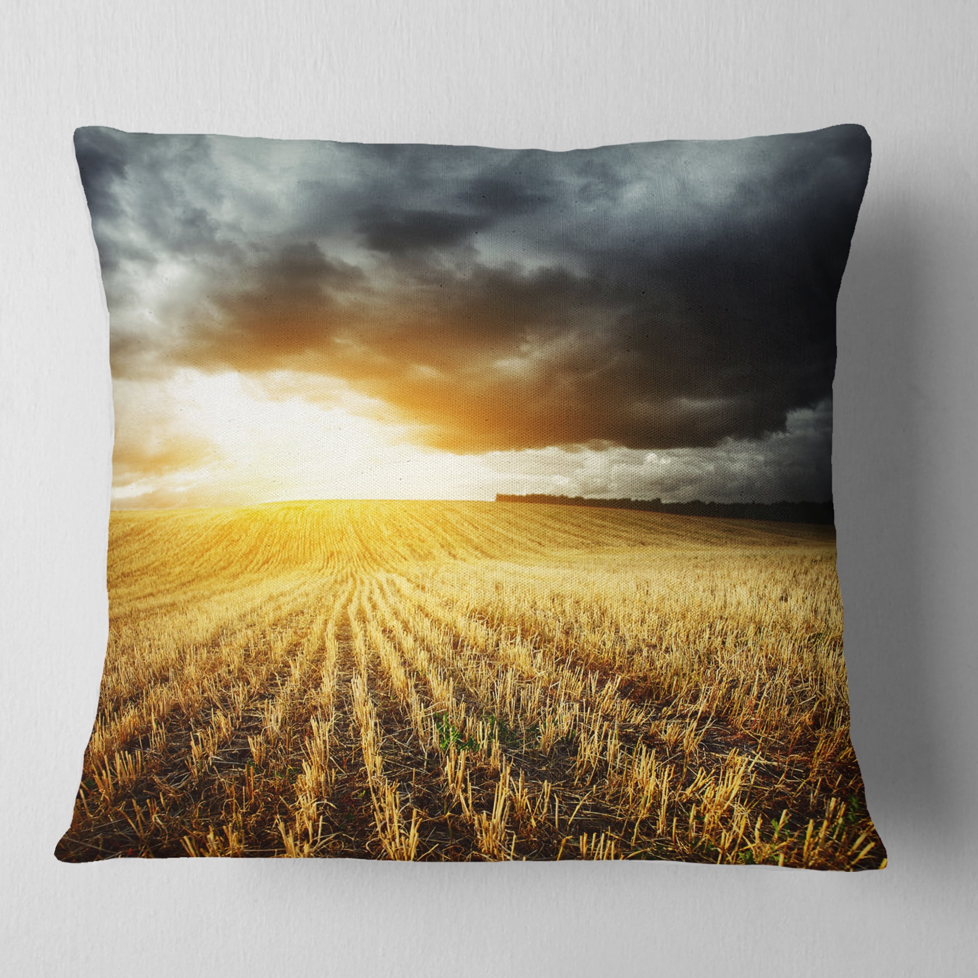 Designart 16" x 16" Yellow Polyester Throw Pillow