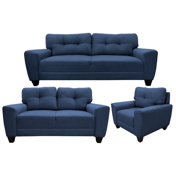 Sala Modular 3-2-1 El Bazar Store Sidney Azul marino, Sofa, Love seat y sillon