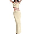 thumbnail image 1 of VISgogo Conjunto de falda larga para mujer Sin mangas Halter Tops brillantes con diamantes de imitación + Conjunto de fiesta de falda larga de cintura alta VISgogo  moda, 1 of 4