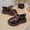 Brown, variant on Girls Dress Shoes, Non Slip Casual Pull On Platform Sole Kids Flat Shoes Brown Size 7(Toddler)