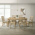 thumbnail image 2 of Roundhill Furniture Verta 7-Piece Dining Table with 6 Cross Back Dining Chairs, Light Oak Finish, 2 of 19