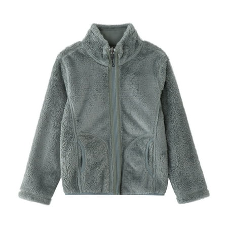 

Children s Fleece Jacket Kids Plus Fleece Coral Fleece Cardigan Hooded Sweater Cardigan Toddler Kids Girls Autumn Winter Windproof Warm Casual Solid Zipper Jacket Overcoat Outerwear